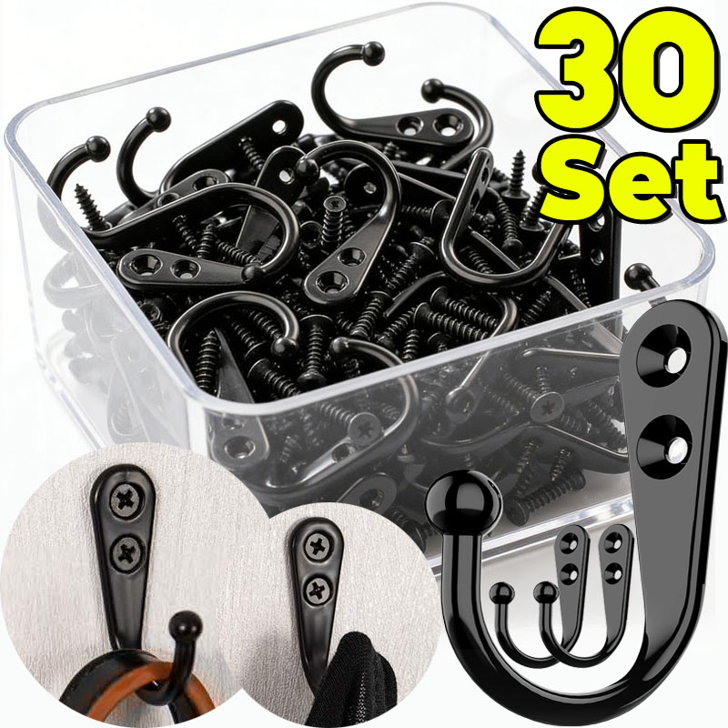 Kitchen Appliances Holder - Black Metal Hooks with Screws Wall